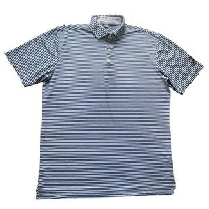 Holderness & Bourne SS Golf Polo Shirt Logo Striped Blue Large Men